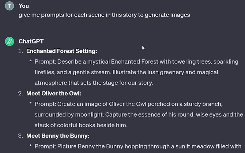 (a) a. Use ChatGPT to create image generation prompts for a fantasy story