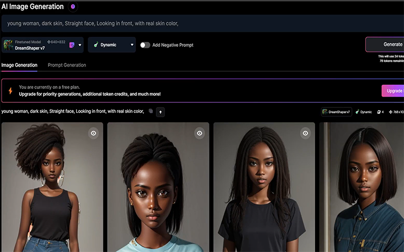 (c) c. Leonardo.AI image generation of young dark skinned woman